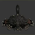 Beastlike Man With Black Fur Fanged Face Bone Decorations And Leather Armor