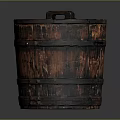Classic Vintage Wooden Barrel With Rustic Texture Lid And Metal Hoops