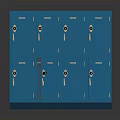 Blue Lockers Furniture With Multiple Compartments And One Open Door