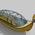 Yellow Boat Shaped Commercial Equipment With Transparent Roof And Interior Seats