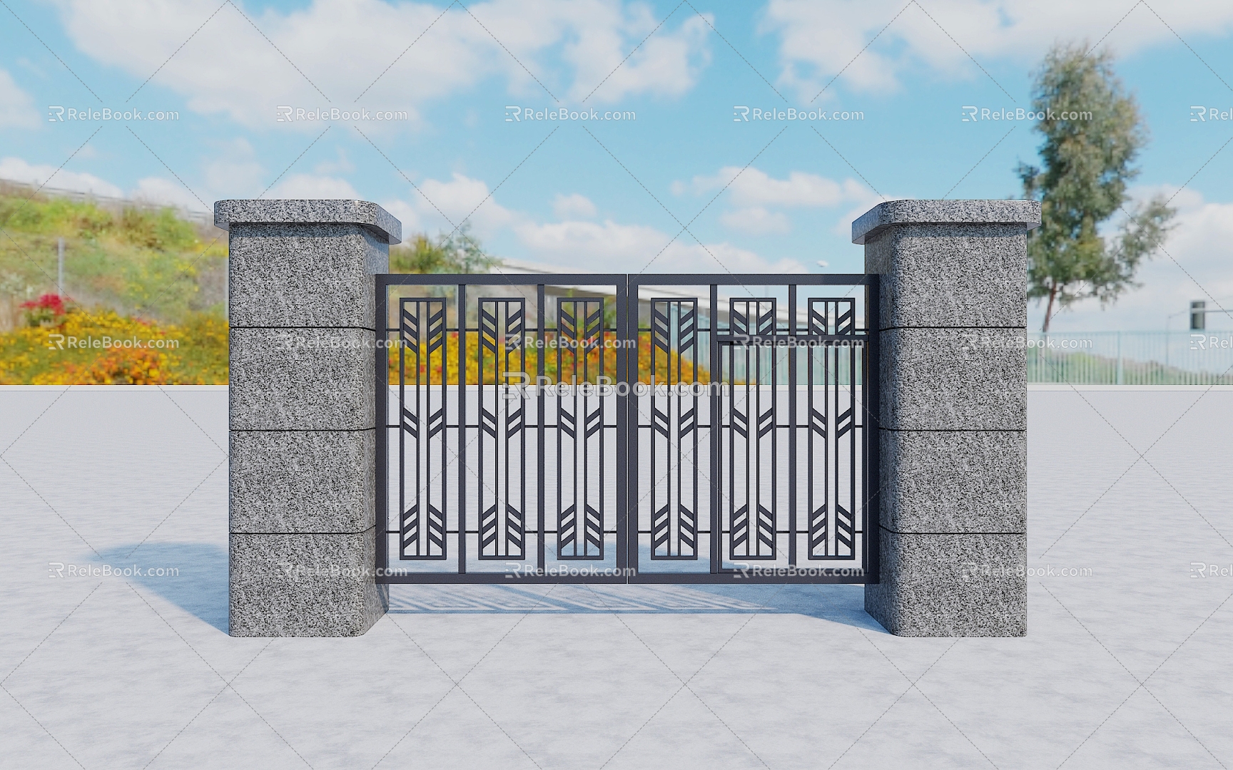 wrought iron gate effect diagram residential gate effect diagram villa gate effect diagram 3d model