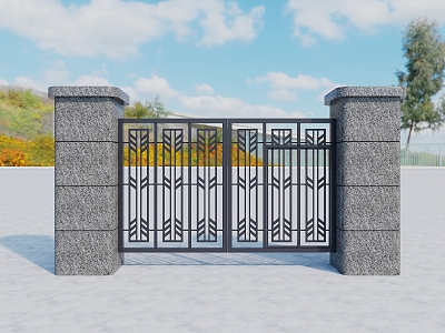 wrought iron gate effect diagram residential gate effect diagram villa gate effect diagram 3d model