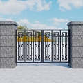 wrought iron gate effect diagram residential gate effect diagram villa gate effect diagram 3d model