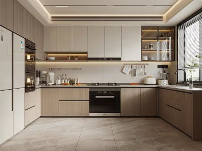 Modern Kitchen Interior Design With Sleek Cabinets Countertop And Stainless Steel Appliances 3d model