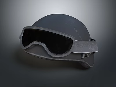 Dark Colored Safety Helmet With Attached Goggles Durable Strap And Comfortable Fit 3d model
