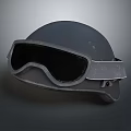 Dark Colored Safety Helmet With Attached Goggles Durable Strap And Comfortable Fit