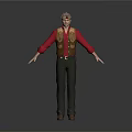 Men's Stylish Casual Outfit With Red Shirt Brown Vest Black Pants And Hat