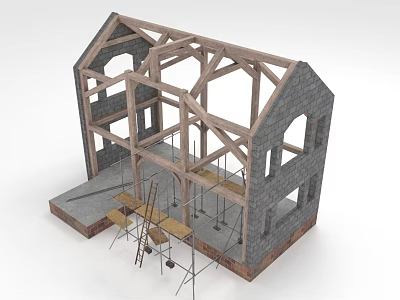 Wooden Furniture Frame Structure In Construction With Handcrafted Design Elements And Materials 3d model