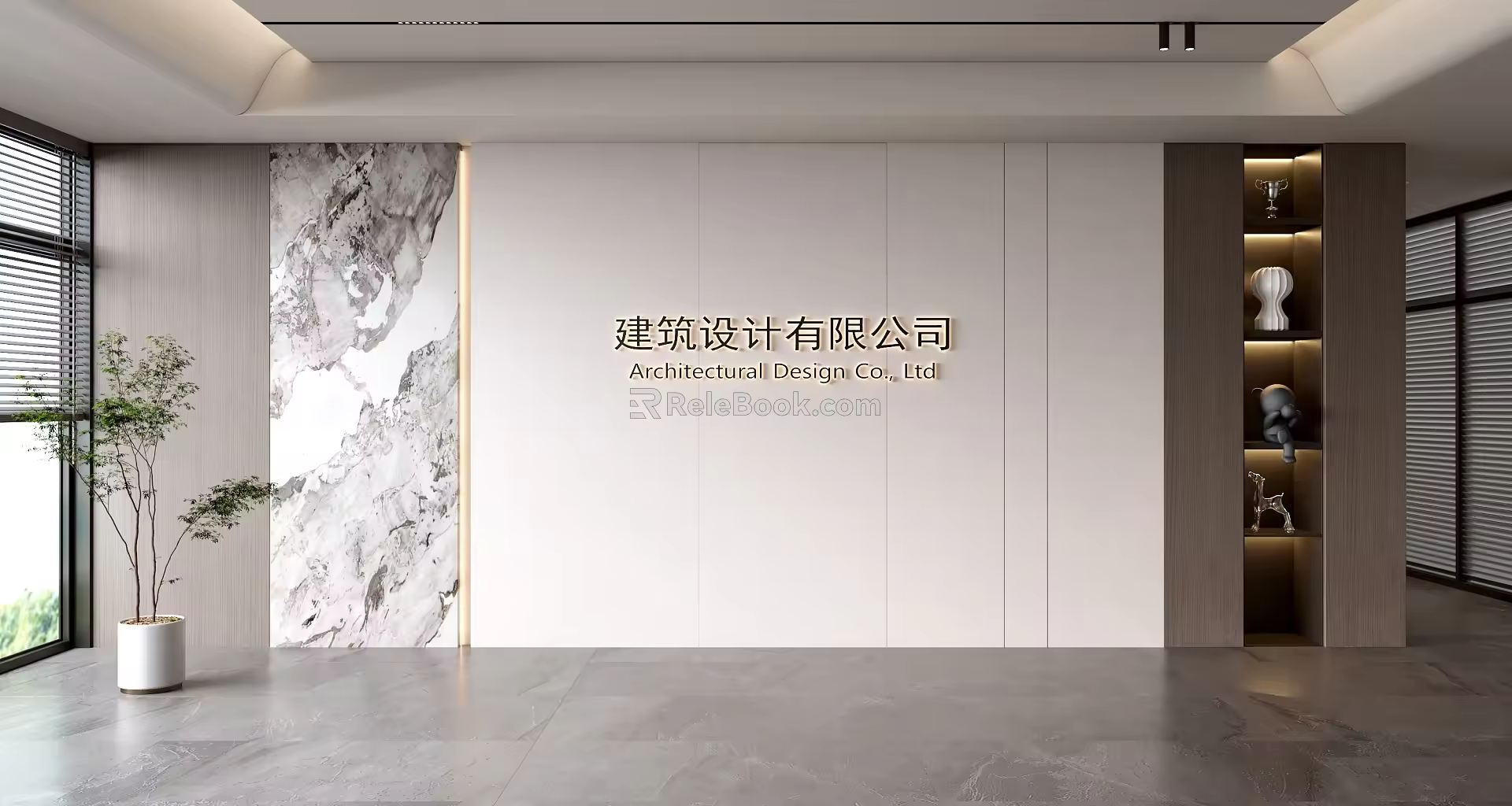Modern Front Desk Background Wall Simple Background Wall Front Desk Reception Area Background Wall Company Front Desk Background Wall 3d model