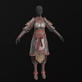 Detailed 3D Model of Medieval Armor as Protective Weapon with Red and Silver Decorations
