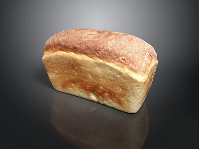 Freshly Baked Golden Crust Bread With Soft Interior On Black Surface 3d model