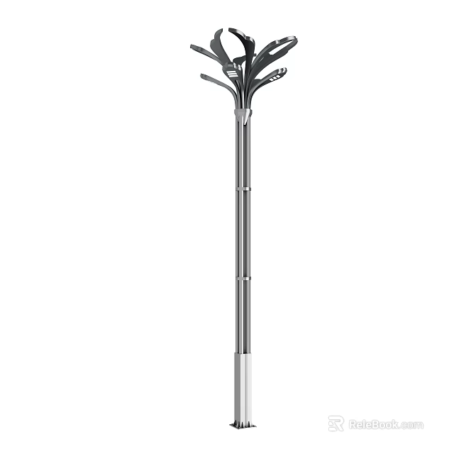 Modern Outdoor Light With Stainless Steel Pole And Multiple Heads For Garden Illumination 3d model 