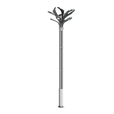 Modern Outdoor Light With Stainless Steel Pole And Multiple Heads For Garden Illumination 3d model