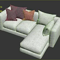 Modern White L Shaped Sofa Design With Colorful Gray Purple Pink Pillows