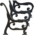 Garden Bench With Wooden Slats And Ornate Iron Scroll Legs For Outdoor Garden Decor
