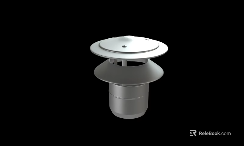 Silver Metal Ventilation Device With Circular Disc Design And Cylindrical Base 3d model 