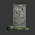 Ancient Stone Tower Model With Detailed Base And Green Grass