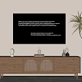 Stylish Wooden TV Stand With Drawers Rattan Doors And Decorative Figurines Plus Potted Plant