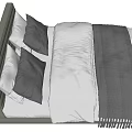 Modern Double Bed With Grey Headboard White Sheets Grey Pillows And Blanket 3d model