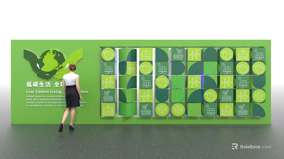 Global Design Living Green Wall With Icons And Living Aesthetics 3d model 
