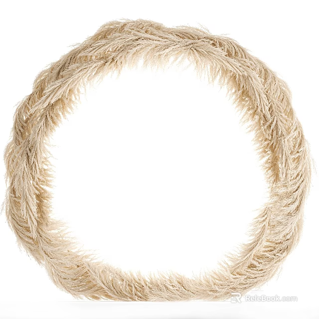 Natural Beige Handwoven Garden Wreath Decor With Straw Material For Outdoor Use 3d model 