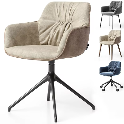 Comfortable Beige Office Chair With Padded Backrest Black Star Base And Color Options 3d model