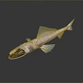 Silver White Decorative Fish Ornament With Sharp Teeth Yellow Eyes And Fins