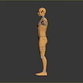 Orange Humanoid Robot With Silver Joints Standing In Outstretched Arms Pose 3d model