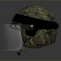 Protective Camouflage Helmet With Transparent Face Shield And Secure Strap Design
