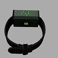 Vintage Green Electronic Wrist Device With Black Leather Strap And Digital Display Buttons