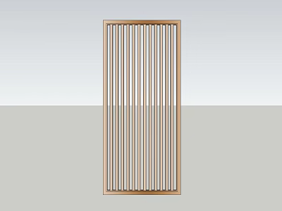 Wooden Room Divider With Vertical Slats For Modern Interior Design 3d model