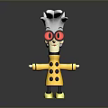 Cartoon Game Character With White Spiky Hair Red Glasses And Yellow Polka Dot Outfit