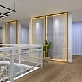 Modern Hair Salon Interior With Two Brown Chairs Wooden Cabinets Shelves And Striped Blinds