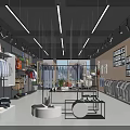 Modern Clothing Store Interior With Mannequins Displayed Clothes And Lighting Racks