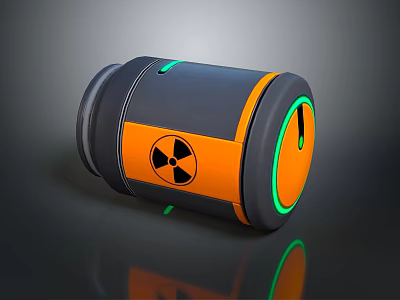 Cylindrical Black and Orange Household Appliance with Green Accents and Modern Design 3d model