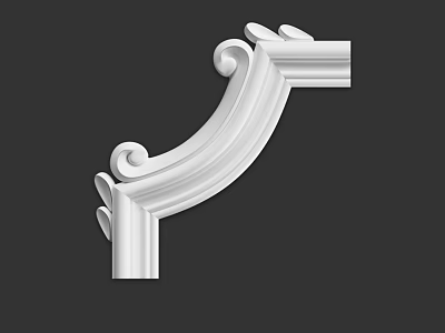 White Decorative Architectural Component With Curved Scroll Design For Interior Decoration 3d model