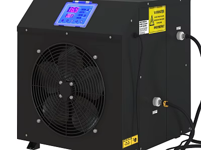 Industrial Equipment Featuring Digital Display Cooling Fan Warning Labels And Control Panel 3d model
