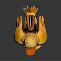Yellow Cartoon Duck Character Standing With Orange Feet And Backpack Headlamp