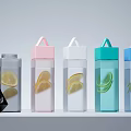Vibrant Square Cups Featuring Transparent Bodies And Multicolor Lids In Black Pink White Turquoise Blue