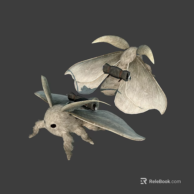 Two Elegant Moths With Large Wings Displaying Intricate Vein Patterns And Delicate Antennae 3d model 