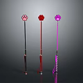 Colorful Pet Play Sticks with Paw Print Design in Pink Red Purple for Interactive Cat Playtime
