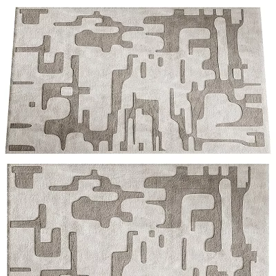 Square Rug With Abstract Geometric Pattern In Neutral Tones For Living Room Decor 3d model