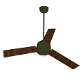 Modern Green Ceiling Fan Light with Three Wooden Blades and Classic Design
