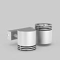 Modern Silver Wall Lamp With Cylindrical Design And Black Stripes