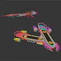 Colorful Wheeled Sports Equipment With Vibrant Red Pink Blue And Yellow Modern Design