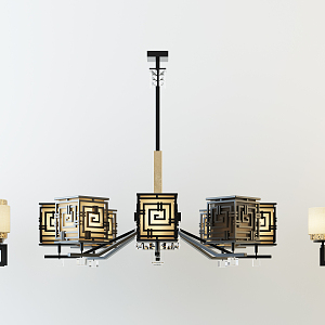 New Chinese Chandelier Fashion Chandelier Combination 3d model