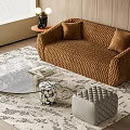 Multi-person sofa double sofa coffee table sofa stool 3d model