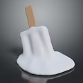 Melting White Creamy Ice Cream With Wooden Stick On Dark Background
