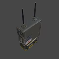 Industrial Electronic Case With Dual Antennas Control Panel Buttons And Yellow Base 3d model