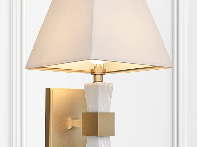 Elegant Modern Wall Sconce With Gold Base And White Lampshade Design 3d model